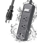 Tough As Nails Outdoor Power Strip Weatherproof With Three Wide Outlets And Six Foot Heavy Duty Extension Cord IPX6 Waterproof Surge Protector