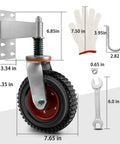 8 Inch Gate Caster Wheels For Wooden Gates With 360 Degree Swivel, Spring Loaded Heavy Duty Rollers, includes tools and gloves