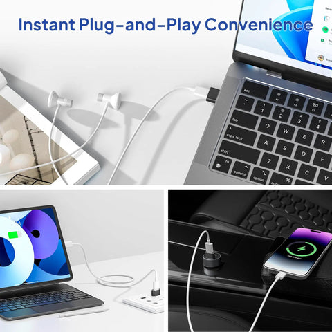 4 Pack USB C Female To USB A Male Car Charger Adapter used with laptop, tablet, and car for iPhone 17 16 Pro Max and Samsung Galaxy S26