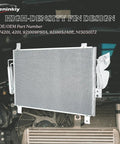 Beefed Up Aluminum AC Condenser For 2013 To 2020 Pathfinder And Infiniti QX60 Replacement showing fin design in a vehicle