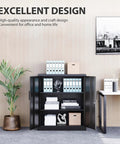 Heavy Duty Metal Storage Cabinet With Locking Doors And Adjustable Shelves For Office Workshop Or Kitchen Built Tough All Steel Construction Reinforced Welded Frame Secure Locking Tool Cabinets 36 Inches High in an office setting.