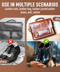 Durable Horsehair Bristle Brush For Gentle Leather And Wood Treatment Straight Up Premium Wax Applicator used before and after on shoes and bags.