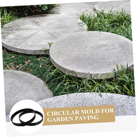 Circular Patio Paving Mold 13.58 Inch Reusable Plastic Stepping Stone DIY Garden Path Maker installed in outdoor setting