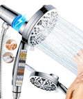 Magnetic Docking High Pressure Handheld Shower Head With Hard Water Filter, Rain Style Filtered Spray, 5 Inch Panel in use
