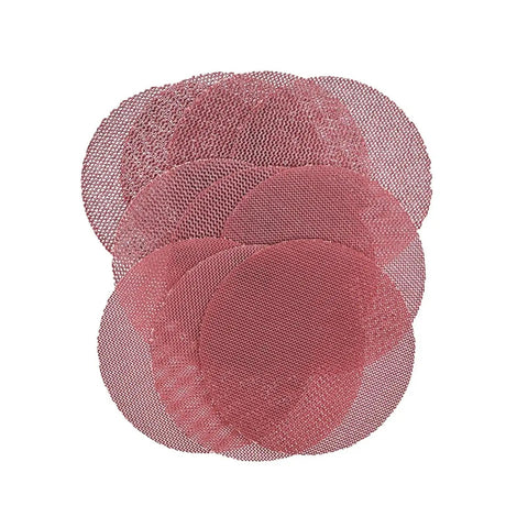 Heavy Duty 1 Inch 25mm Mesh Hook Loop Sanding Discs stacked, designed for smoothing wood, metal, and plastic without clogging.