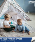 Kids playing on Non Slip Rug Pad 4 By 6 Foot Reversible Gripper For Hardwood Vinyl Tile And Laminate Floors, under a play tent.