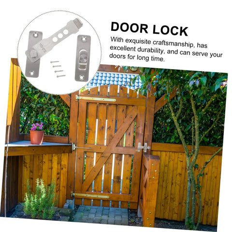 Stainless Steel Sliding Barn Door Lock And Latch Heavy Duty Rotating Hasp With Secure Gate Bolt Built Tough For Cranked Tight Security And A No Fuss Setup To Keep Your Spot Locked Up Smooth on a wooden gate