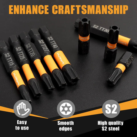 Close-up of Torx Security Bit Set With 27 Pieces Tamper Proof Precision Bits Including 2 Inch And 1 Inch Lengths Magnetic Holder