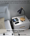 Metal Desk Lamp With Dope Wireless Charging Pad And USB Port 3 Way Dimmable Arc Bedside Light Touch Control Reading Lamp