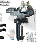 Versatile Clamp On Bench And Table Vise With 360 Degree Rotation Quick Adjustment Dual Purpose Jaw Heavy Duty Clamp For 4 Inch Base