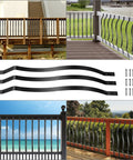Black Aluminum Deck Balusters 76 Pack With Screws 29 Point 5 Inch Spindles For Outdoor Stair Railing Kit with installation view.