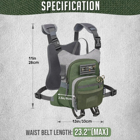 Fly Fishing Chest Pack With Workstation And Quick Release Lightweight Tackle Bag Large Capacity For Two Fly Boxes