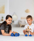2 In 1 Rover Bot STEM Kit Turns A Car Into A Robot For Kids 6 Plus A Fun Hands On Educational Construction Toy With Gear Mechanisms Wind Up Play An Ultimate Gift For Curious Builders., kids building wooden rover bot car and robot STEM kit