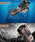 Rechargeable Tactical Flashlight With Ignition Lens, 5000 Lumen Beast Brightness, waterproof, in underwater and durability test
