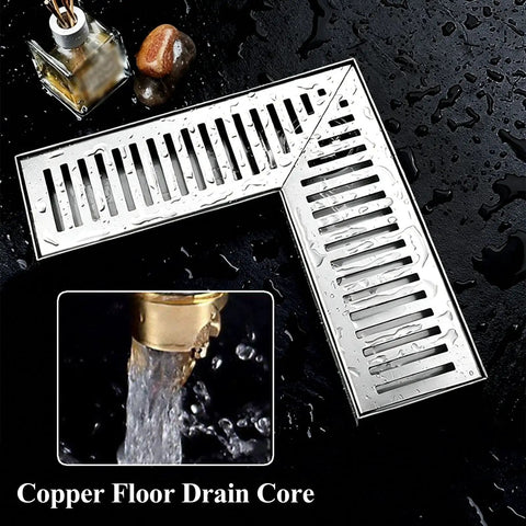 Kickass L Shaped Shower Drain Ultra Heavy 304 Stainless Steel Hair Catcher Featuring Rapid Drainage And Corrosion Resistant Build For Smooth Bathroom Refreshes, L shape design with slotted grates