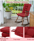 4 Pack Outdoor Patio Chair Cushions High Back Waterproof Weatherproof With Ties For Rocking Chairs And Indoor Use Red