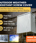 Heavy Duty Tough As Nails Outdoor Electrical Junction Box 10 X 10 X 6 Inch Nema 3r Carbon Steel Weatherproof Screw Cover in rain.