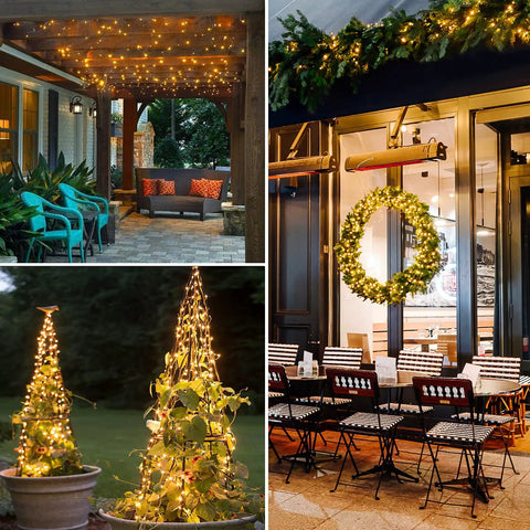 Two Pack Battery Operated Fairy Lights With Remote, 400 LEDs Spanning 132 Feet Of Warm White Twinkle Copper Wire in various decor settings
