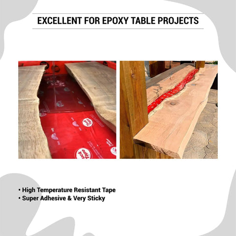 Red Epoxy Resin Construction Tape For Sheathing, 2.4 Inch By 180 Foot Roll, used in epoxy table project.