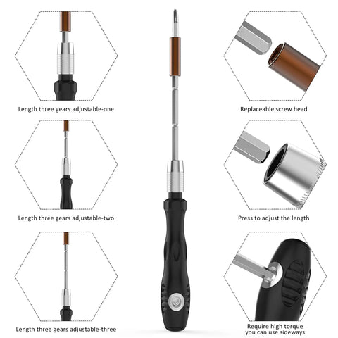 32-In-1 Mini Magnetic Precision Screwdriver Set with adjustable length feature and replaceable screw heads for electronics DIY