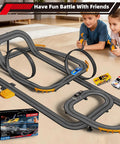 Slot Car Race Track Set With 4 High Speed Cars And 2 Hand Controllers, Battery Or Electric Powered Track Toy For Kids in use