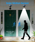 Solar Motion Flood Security Lights Outdoor Waterproof Aluminum Case With PIR Sensor And 1400LM High Bright Pathway