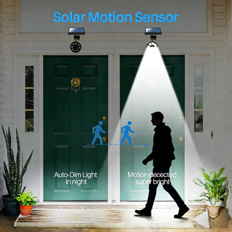 Solar Motion Flood Security Lights Outdoor Waterproof Aluminum Case With PIR Sensor And 1400LM High Bright Pathway
