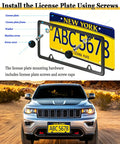 Stainless Steel License Plate Screws and Bolts with Black Caps, Complete Car Plate Mounting Kit for Trucks and Cars, Includes Fasteners and Tool for Drop and Drive Ready Setup with screws and caps.