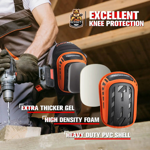 Heavy Duty Work Knee Pads For Men With Gel Foam Cushions Anti Slip Padding For Construction Gardening In Use on Professional