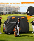 Four Passenger Golf Cart Cover Heavy Duty 420D Waterproof All Weather Protection With Zipper Doors Fits EZGO Yamaha Club Car