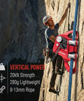 Pro Chest Ascender For Rock Climbing And Rescue With 7075 Aluminum Rope Ascender shown in action on 8-13mm rope on a mountain.