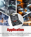 ER32 R8 Collet Chuck Holder With 11 Piece ER32 Collet Set And Wrench For Milling Machine in use with CNC machines