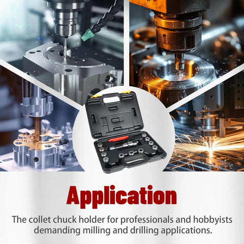 ER32 R8 Collet Chuck Holder With 11 Piece ER32 Collet Set And Wrench For Milling Machine in use with CNC machines