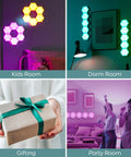 Color Changing LED Hexagon Tile Panels With Remote No App Or WiFi Needed Dorm Room Decor 6 Pack for versatile room lighting