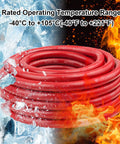 Beefy 1/0 AWG Battery Cable 5ft Red And 5ft Black Heavy Duty Welding Cable, Flexible Stranded Oxygen-Free Copper Wire For Automotive, Inverter, Solar, Marine, Generator, 600V, High Conductivity. red cable coil with temperature range text