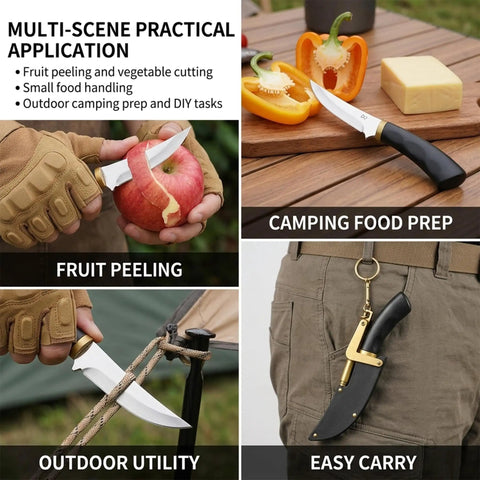 Ultra Sharp D2 Steel Pocket Utility Knife With Protective Sheath For Camping And Outdoor EDC in various uses.