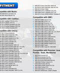 Fitment details for Beefy Rear Main Seal Cover Kit with Gasket and Bolt for GM V8 Engines with compatible models list.