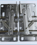 Heavy Duty Steel Tip Out Tray Hinges For 45 Degree Cabinet Drawer Pullouts Featuring Rock Solid Scissor Hardware With Brushed Nickel Finish.