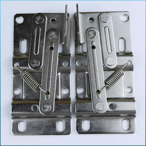 Heavy Duty Steel Tip Out Tray Hinges For 45 Degree Cabinet Drawer Pullouts Featuring Rock Solid Scissor Hardware With Brushed Nickel Finish.