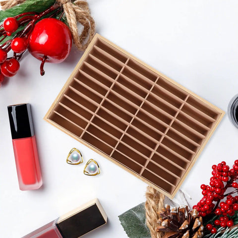 Kick Clutter To The Curb With This Premium Wooden Jewelry Tray Featuring Forty Velvet Lined Compartments perfect for organizing rings.