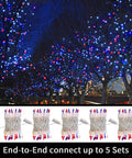 Patriotic String Lights Kit With Red White Blue Mini Lights On White Wire, 19.6 Feet, 100 Count used on trees outdoors