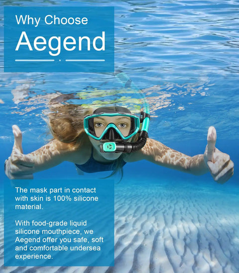 Adult using 2 Pack Dry Snorkel Set For Adults With Panoramic View Dope Anti Leak And Anti Fog Tech underwater with thumbs up