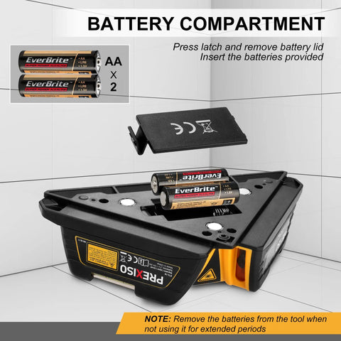 Battery compartment for Square Laser Level for Floors and Tile Projection 30 Ft Red Beam with 90 Degree Layout Guide, Pro Grade Magnetic Square Tool