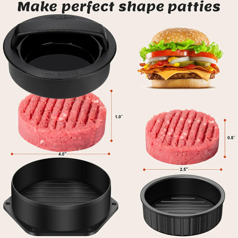 27 Piece Flat Top Grill Accessory Kit For Blackstone Outdoor Griddle Grillin Essentials With Extra Wide Burger Spatula Long Spatulas Rounded Flipper Tongs Basting Cover Patty Press And Hibachi Tools featuring burger patty press and raw patties