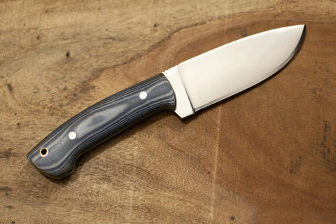 Blue And White Micarta Handle D2 Tool Steel Tactical Knife For Hunting And Camping EDC With Full Tang Blade And Leather Sheath
