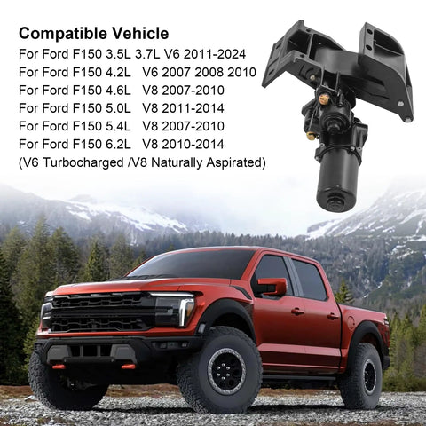 Power Running Board Motor Left Driver Side Replacement For Ford F150 2007 2014 3.5L To 6.2L V8 Models With Front Left Motor And Mounting Bracket For Smooth Step Access. shown with black metal bracket and red Ford F150