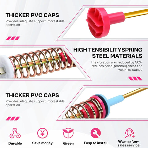 Washer Suspension Rods Twenty Seven Point Six Inch Precision Fit For WA54R7200AV US And WA54R7200AW US Replacement Parts To Cut Noise And Vibrations And Say Bye To Racket For Your Samsung Front Load Laundry Quiet And Running Smooth, steel spring rod with PVC cap