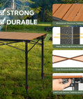 Tailgate Ready Portable Outdoor Adjustable Height Camping Table with aluminum tabletop and stable frame, shown with strong features.