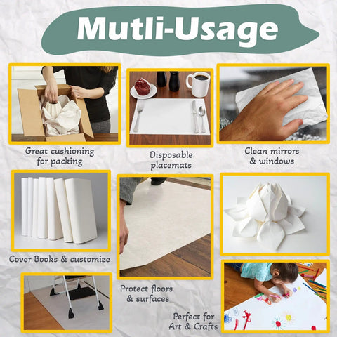 Heavy Unprinted Newsprint Packing Paper Sheets For Moving And Shipping, 320 Sheets, Multi-usage: packing, cleaning, crafts
