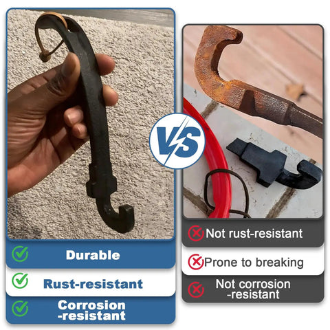 Comparison of heavy duty cast iron grill grate lifter showing durability and rust resistance features